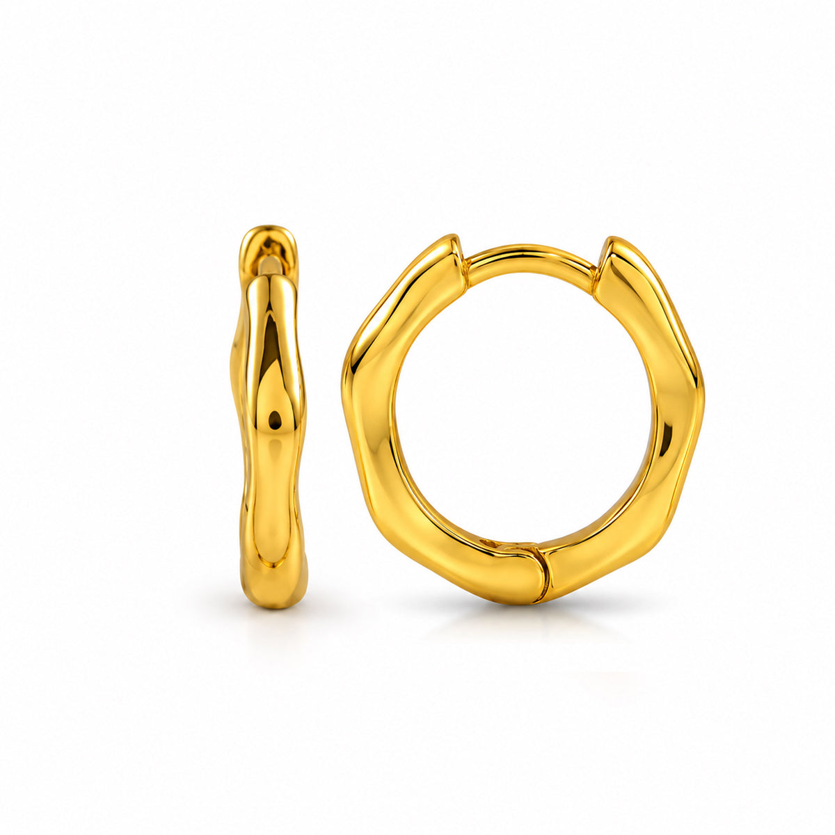 Medium Sculpted Rounded Hoop Earrings in 92.5 Sterling Silver