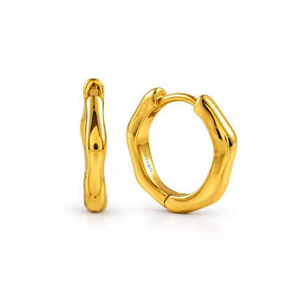 Medium Sculpted Rounded Hoop Earrings in 92.5 Sterling Silver