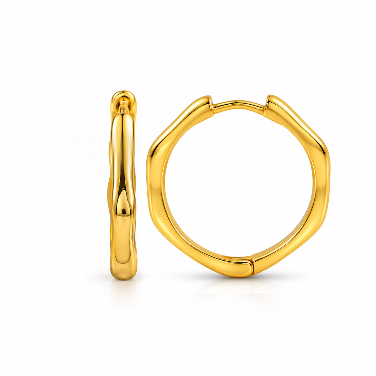 Large Sculpted Rounded Hoop Earrings in 92.5 Sterling Silver