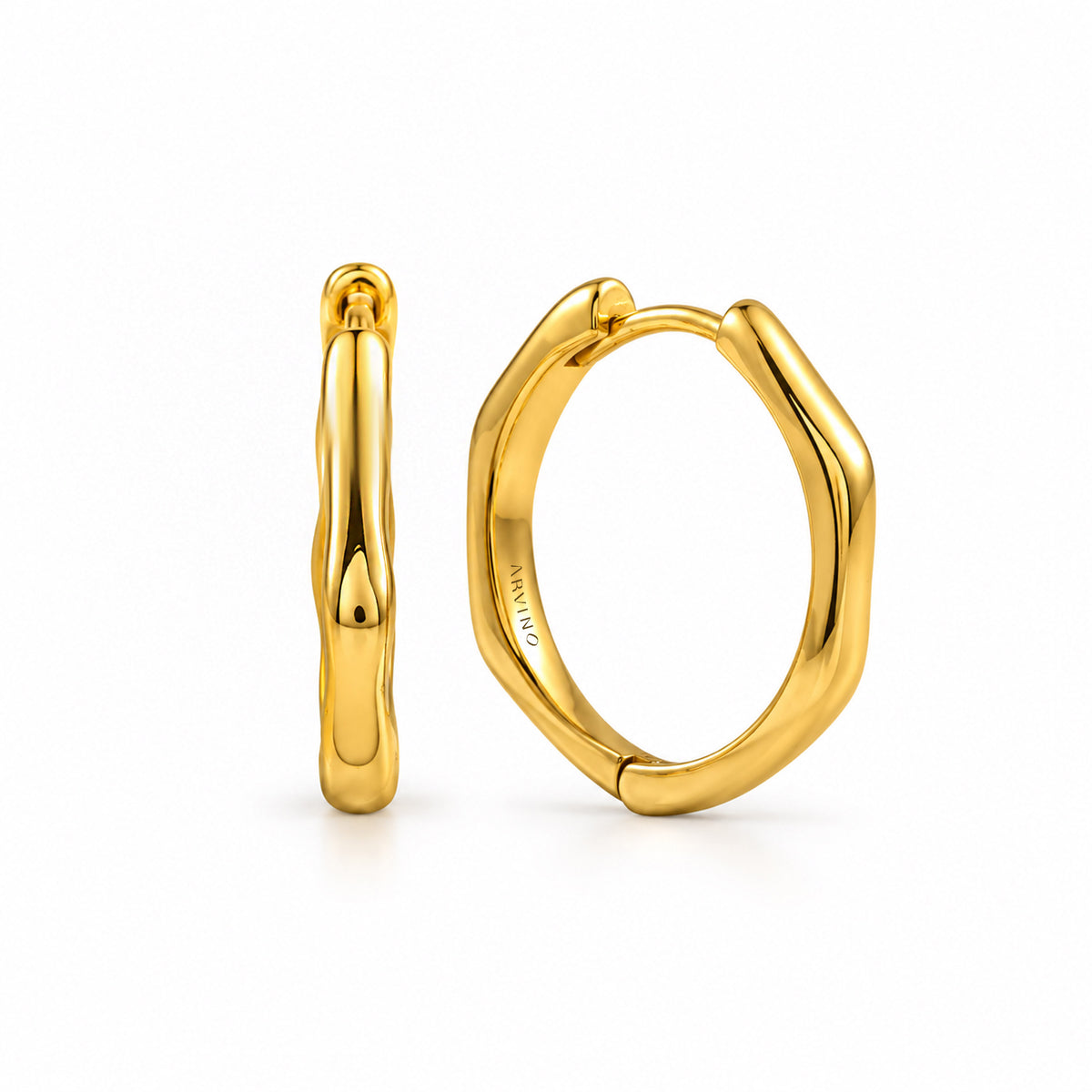 Large Sculpted Rounded Hoop Earrings in 92.5 Sterling Silver