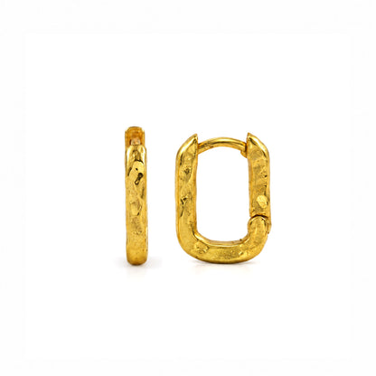 Small Textured Rectangle Hoop Earrings in 92.5 Sterling Silver