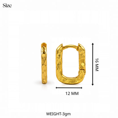 Medium Textured Rectangle Hoop Earrings in 92.5 Sterling Silver
