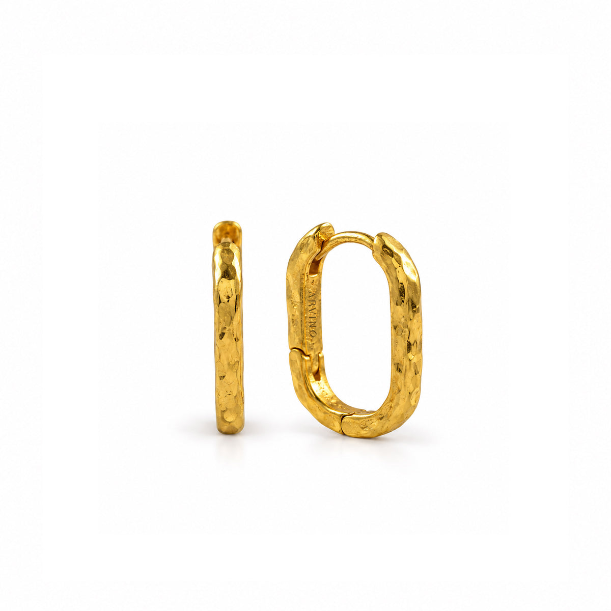 Medium Textured Rectangle Hoop Earrings in 92.5 Sterling Silver