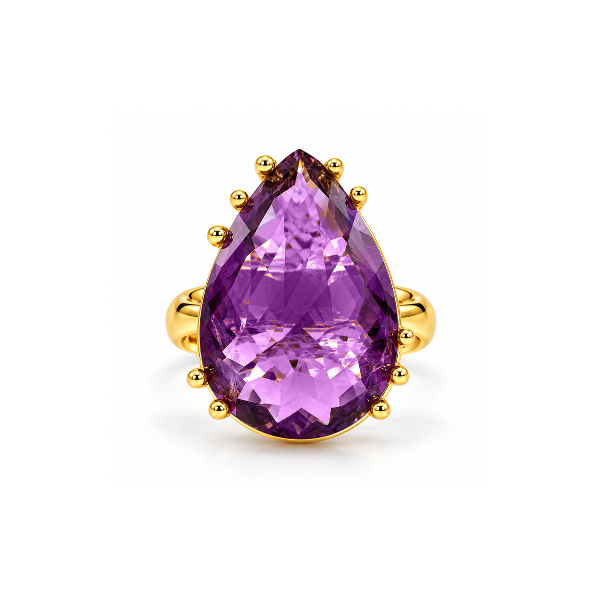 Amethyst Purple Glass Statement Ring