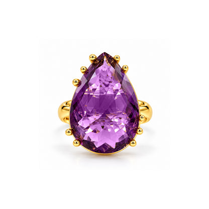 Amethyst Purple Glass Statement Ring
