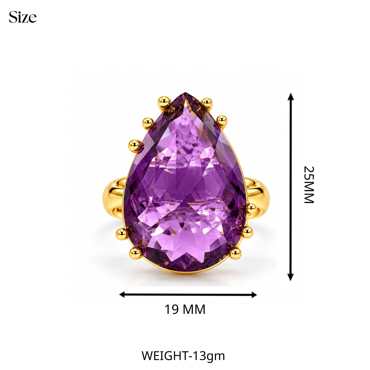 Amethyst Purple Glass Statement Ring