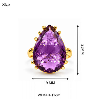 Amethyst Purple Glass Statement Ring