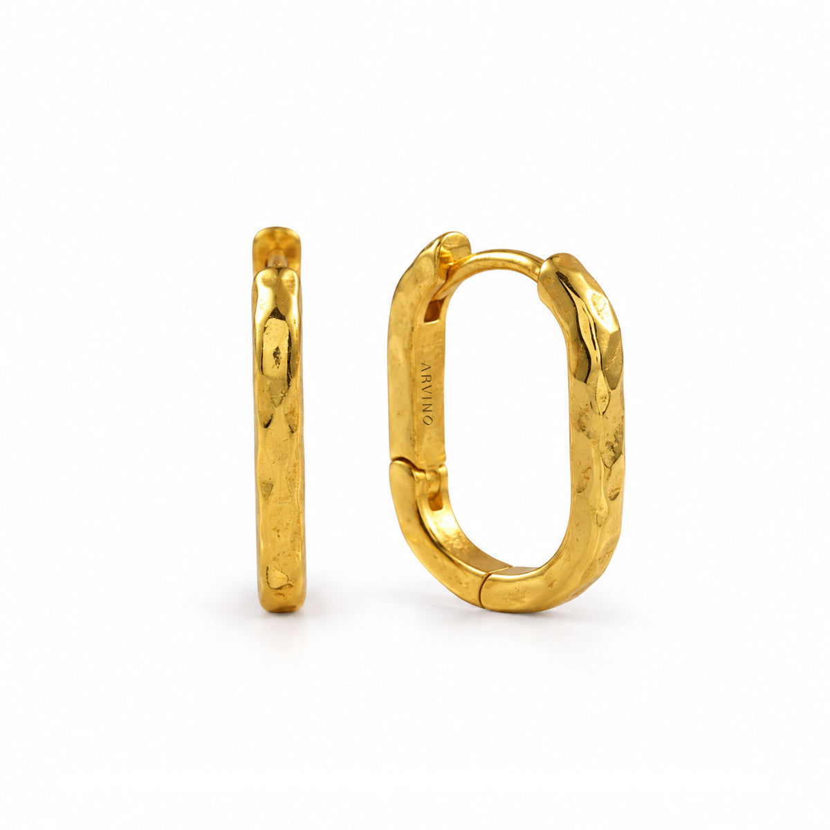 Large Textured Rectangle Hoop Earrings in 92.5 Sterling Silver