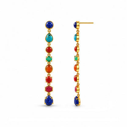 Multicolour Gemstone Cascade Earrings