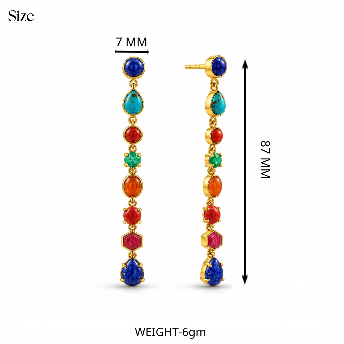 Multicolour Gemstone Cascade Earrings