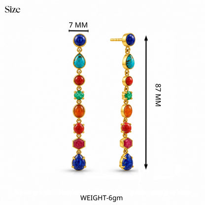Multicolour Gemstone Cascade Earrings