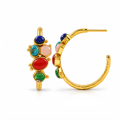 Multicolour Gemstone Hoop Earrings