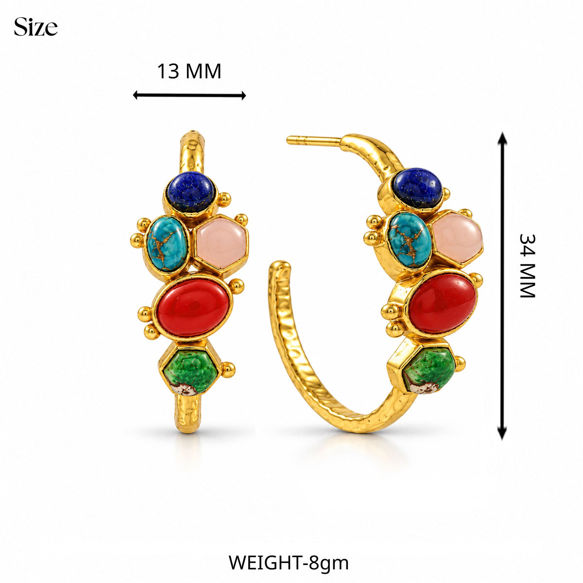 Multicolour Gemstone Hoop Earrings