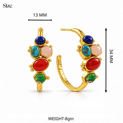 Multicolour Gemstone Hoop Earrings