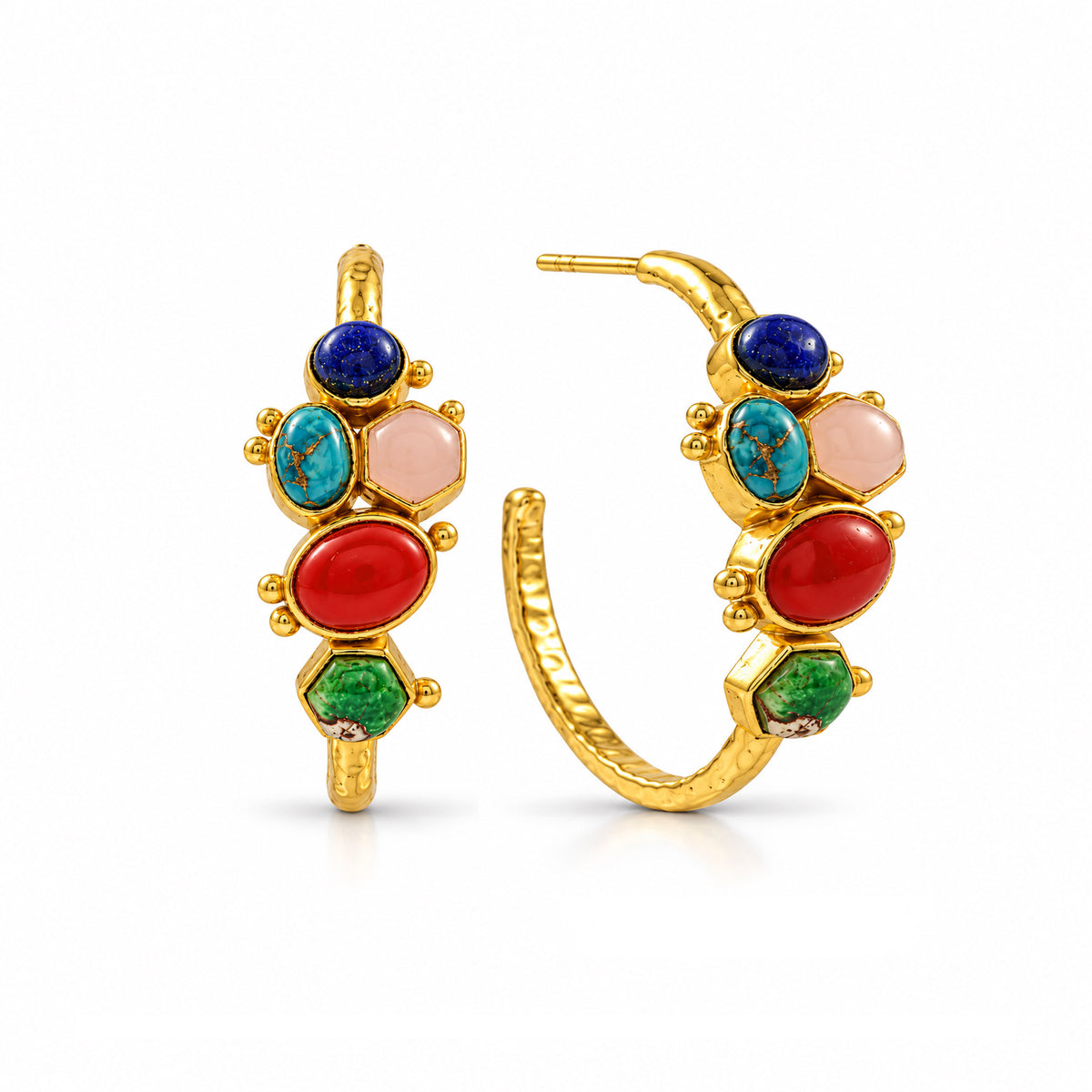 Multicolour Gemstone Hoop Earrings