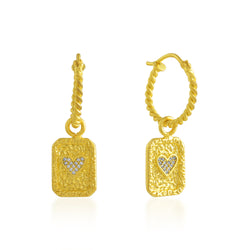 Textured Studded Heart Earrings (Brass 14K Gold Plating)