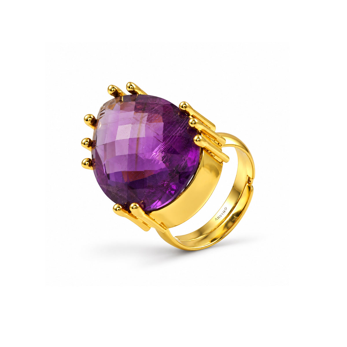 Amethyst Purple Glass Statement Ring