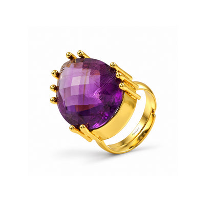 Amethyst Purple Glass Statement Ring
