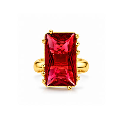 Ruby Red Glass Statement Ring