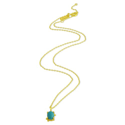 Turquoise Cable Chain Charm Necklace (Brass 14K Gold Plating)
