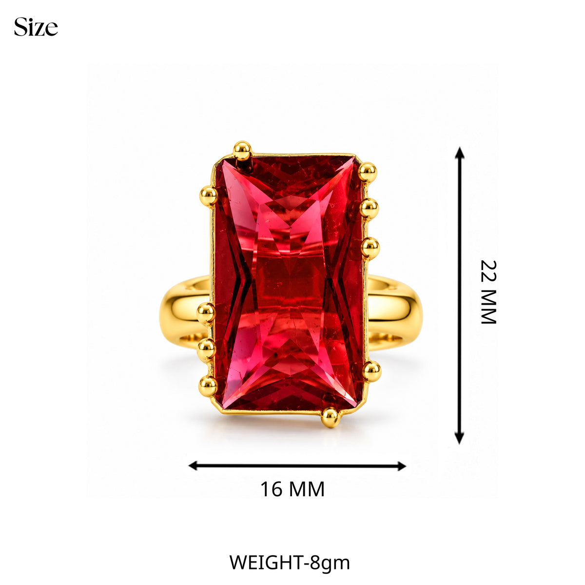 Ruby Red Glass Statement Ring