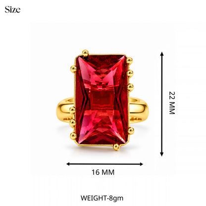 Ruby Red Glass Statement Ring