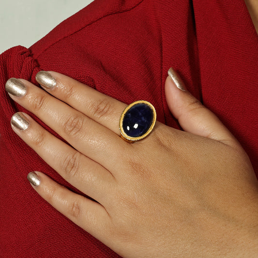 Gold Lapis Lazuli Statement Ring