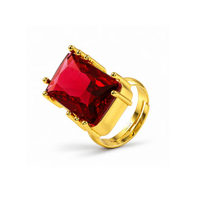 Ruby Red Glass Statement Ring