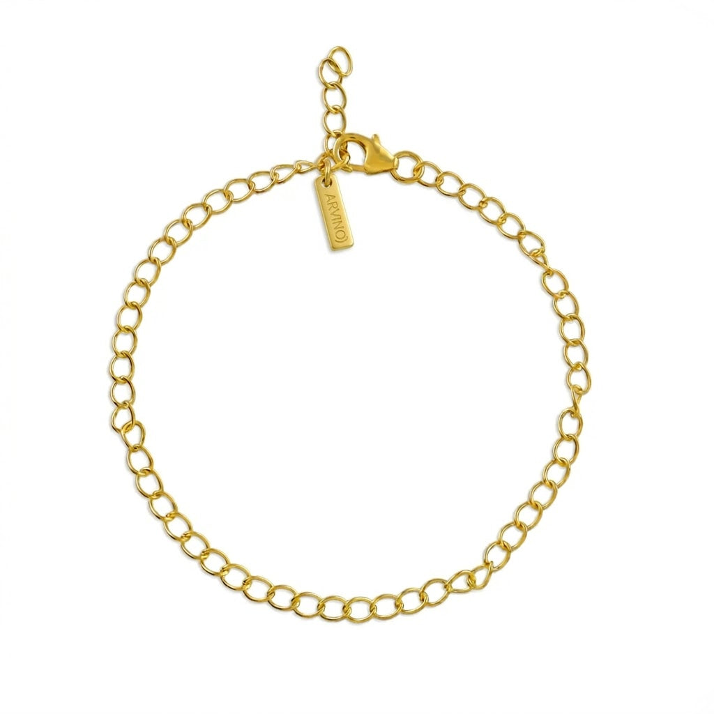 Classic Round Link Chain Anklet in 92.5 Sterling Silver