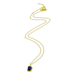 Lapis Cable Chain Charm Necklace (Brass 14K Gold Plating)