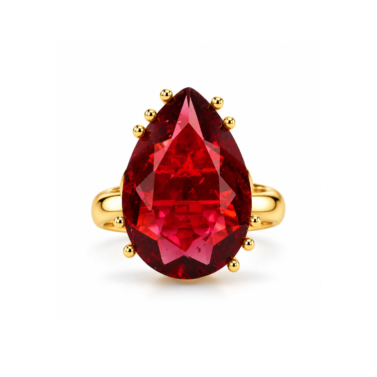 Ruby Red Glass Dome Ring