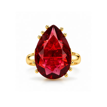 Ruby Red Glass Dome Ring