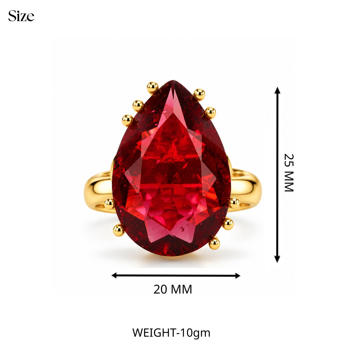 Ruby Red Glass Dome Ring