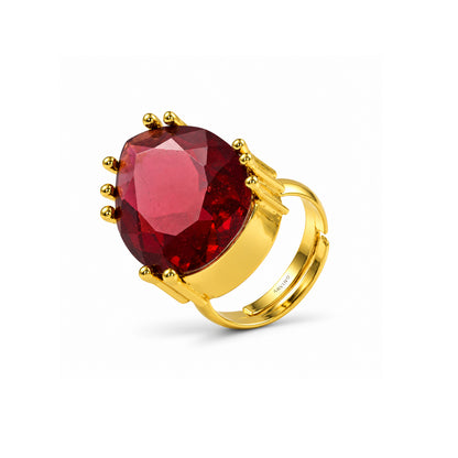 Ruby Red Glass Dome Ring