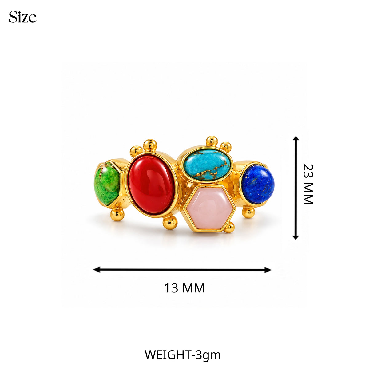 Multicolour Turquoise Coral Ring