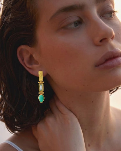 Turquoise & Blue Topaz Drop Earrings