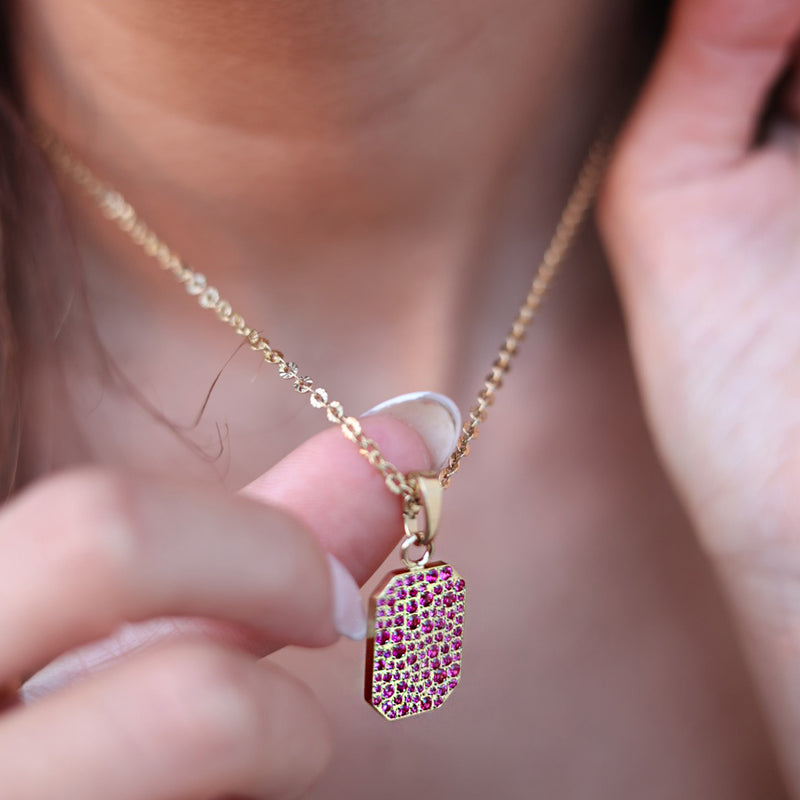 Pink Gems Bullion Charm Necklace (Water Resistance Premium Plating)