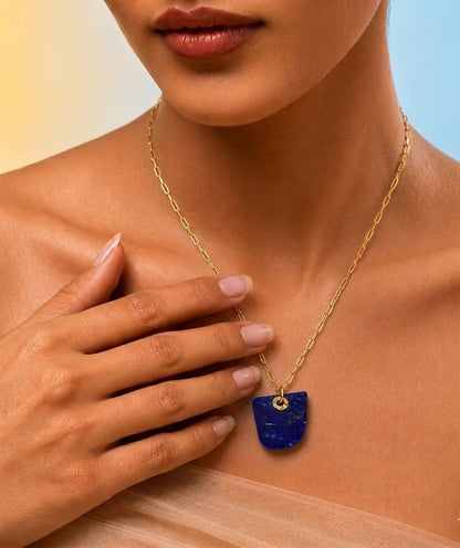 Lapis Shield Pendant Necklace