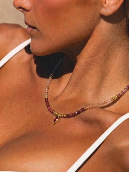 Ombre Tourmaline Bead Necklace