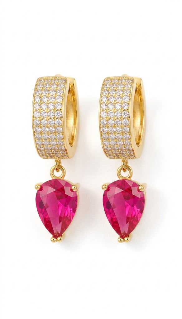 Celestial Pink Stone Huggies