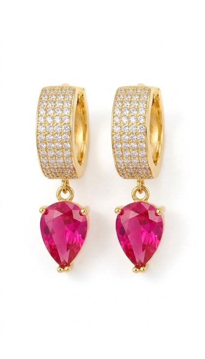 Celestial Pink Stone Huggies