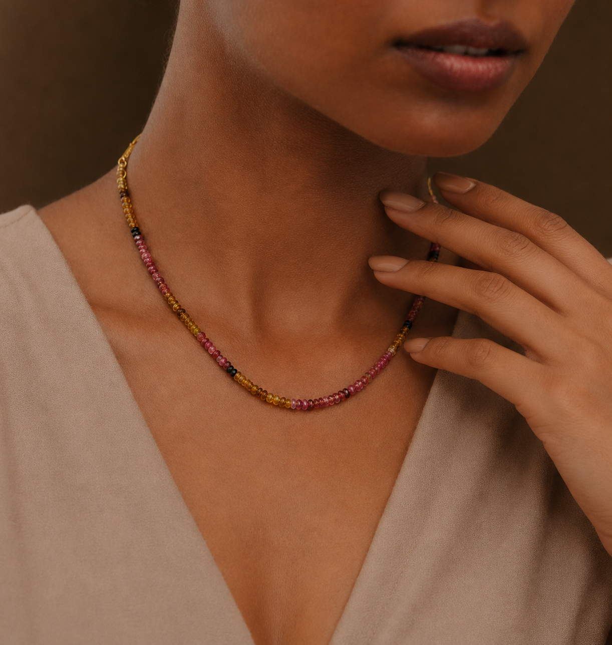 Tourmaline Burst Necklace in 92.5 Sterling Silver