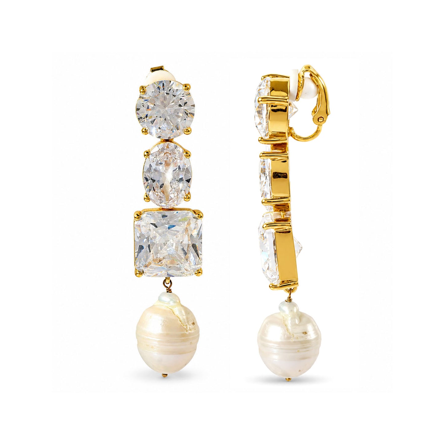 Crystal & Baroque Pearl Drop Earrings