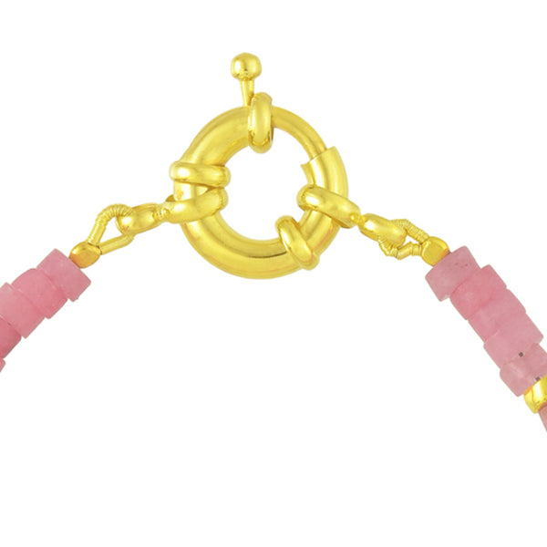 Pink Jade Tier Beaded Bracelet (Water Resistance Premium Plating)