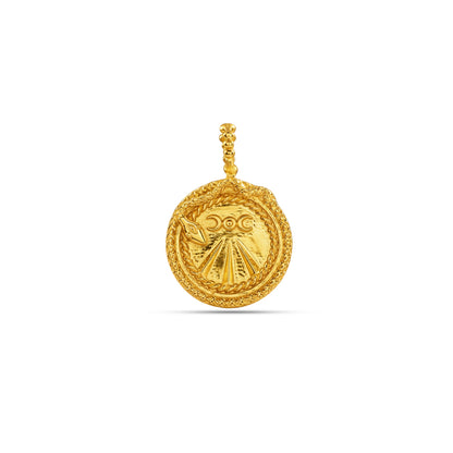 Gold pendant on a white background