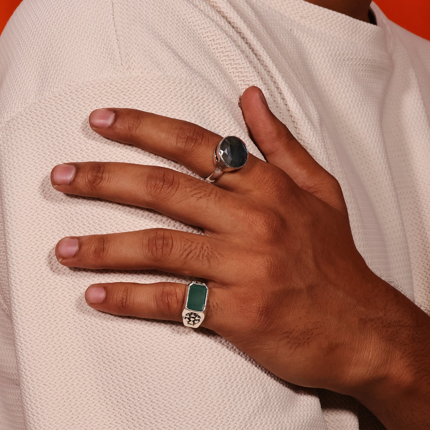 Green Edge 92.5 Sterling Silver Men’s Ring