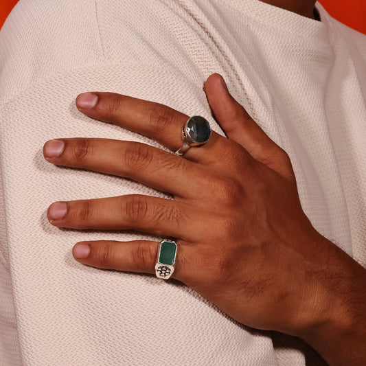 Green Edge 92.5 Sterling Silver Men’s Ring