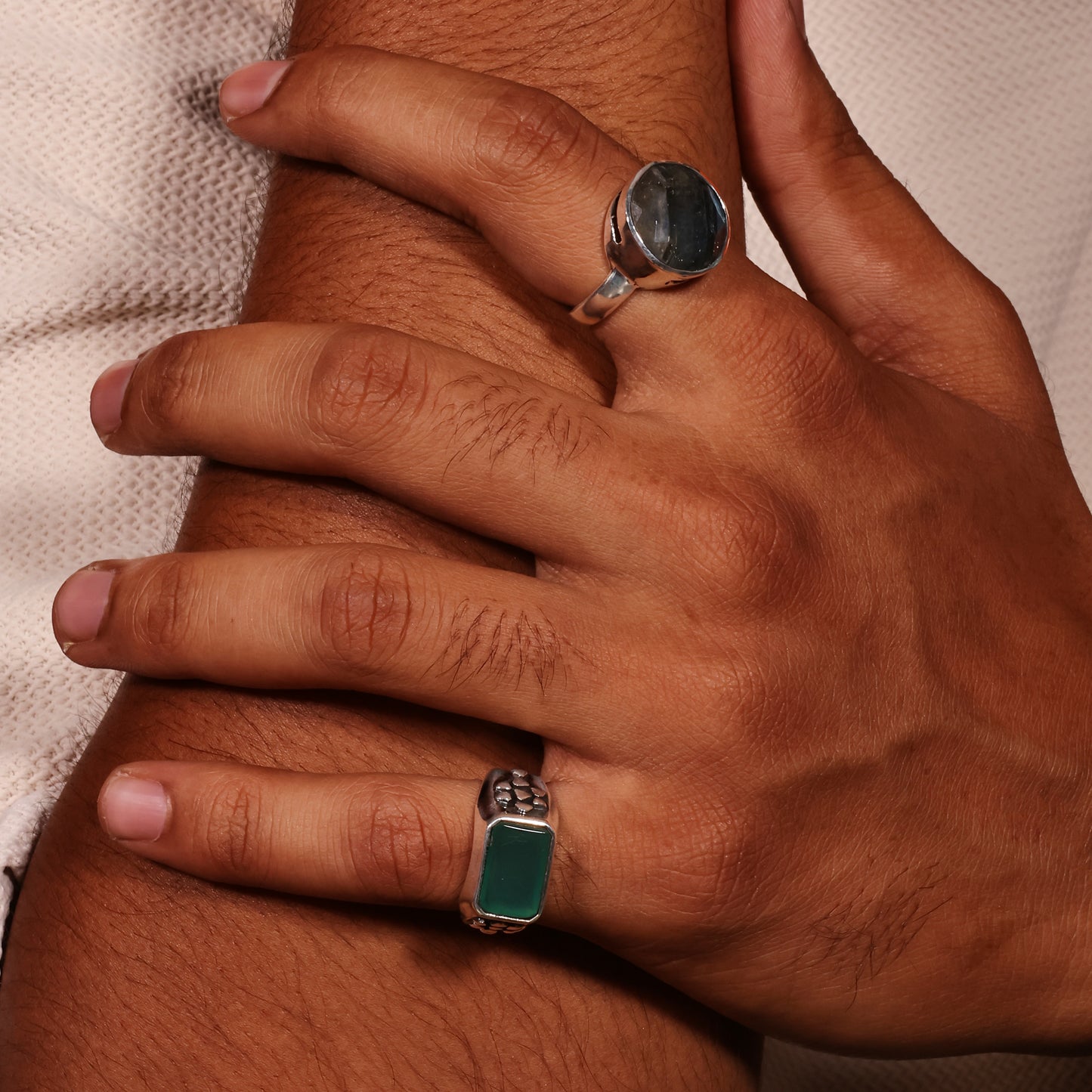 Green Edge 92.5 Sterling Silver Men’s Ring