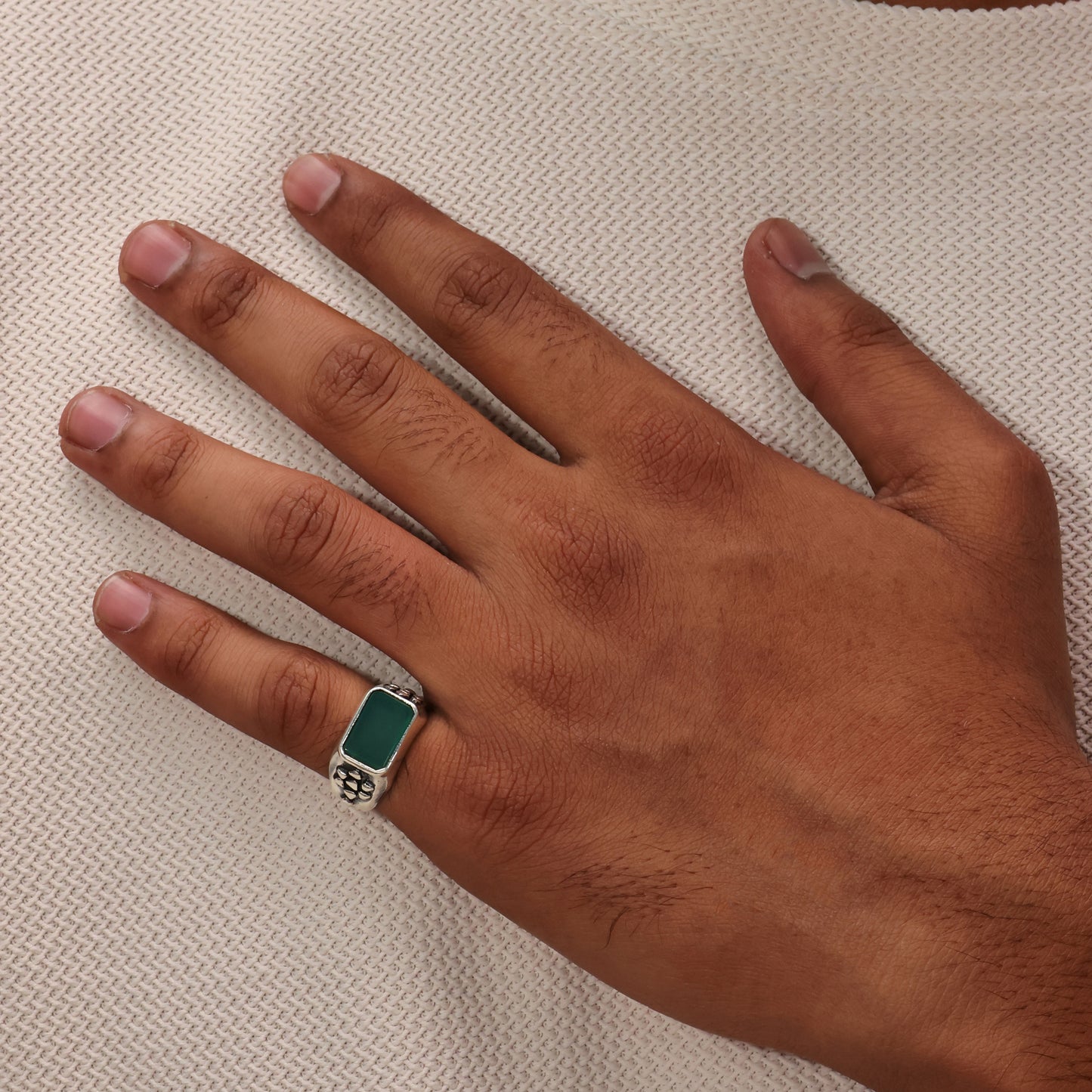Green Edge 92.5 Sterling Silver Men’s Ring