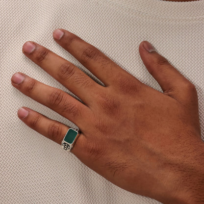 Green Edge 92.5 Sterling Silver Men’s Ring